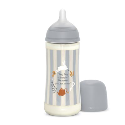 Suavinex 360 mL Baby Bottle with Physiological SX Pro Silicone Nipple, Thick Flow (L), Anti-Colic Valve, Wonderland Blue, 6+ Months