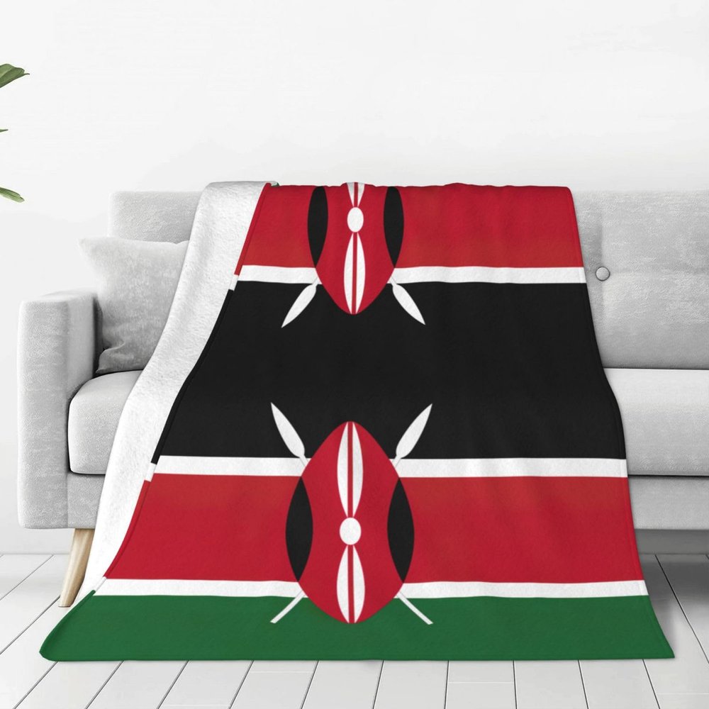 Kenya Flag Flannel Blanket, Lightweight Luxury Cotton Blanket