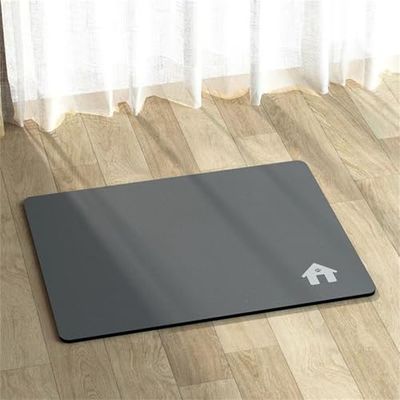 Hearda Absorbent Dog Feeding Mat, Non-Slip Pet Bowl Mat, Gray B, 50 x 70 cm