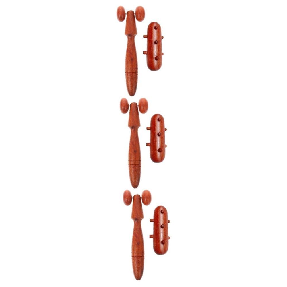 FRCOLOR 6-Piece Wooden Massage Stick Set for Full-Body Muscle Relaxation