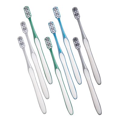 FRCOLOR Gold Toothbrushes, 8-Pack, Manual Toothbrushes with Large Head, Portable and Non-Slip