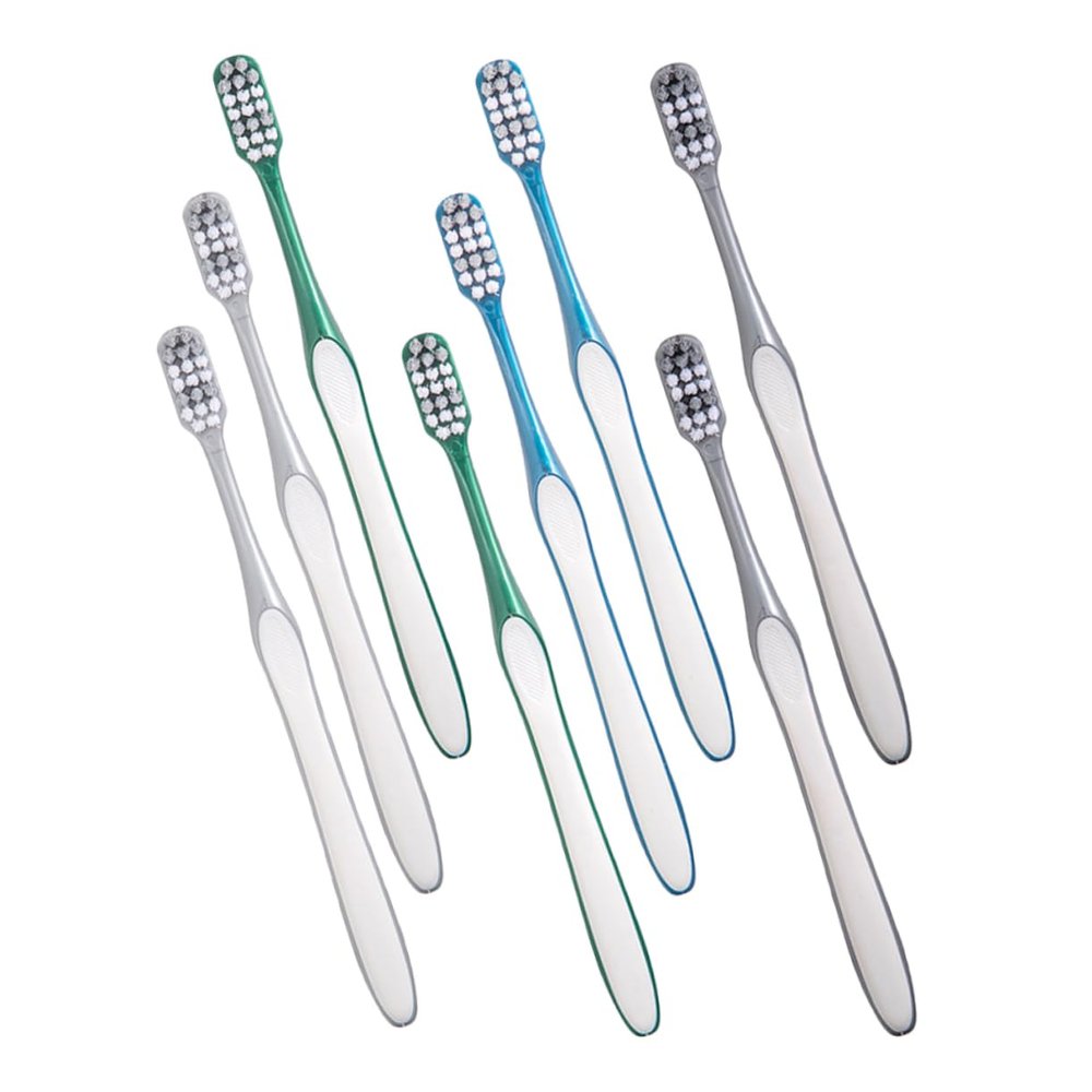 FRCOLOR Gold Toothbrushes, 8-Pack, Manual Toothbrushes with Large Head, Portable and Non-Slip