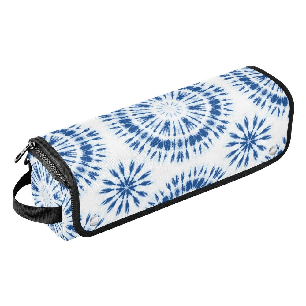 Indigo Tie-Dye Sunburst Hair Tool Travel Bag with Heat-Resistant Mat
