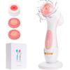 Maxspace Electric Facial Cleansing Brush, IPX7 Waterproof, 3 Brush Heads, 2-Speed Rotation, Pink view 1