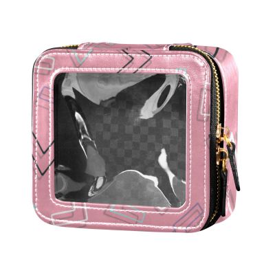 Amooorous Peach Designer Makeup Bag, Irregular Geometric Transparent Waterproof Travel Toiletry Organizer, 1 Size