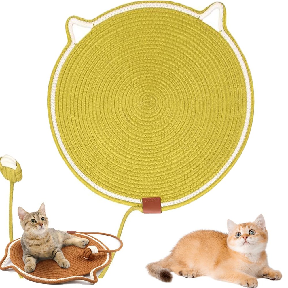 Donubiiu Pets Dual Cat Scratching Pad, Yellow, 43 cm