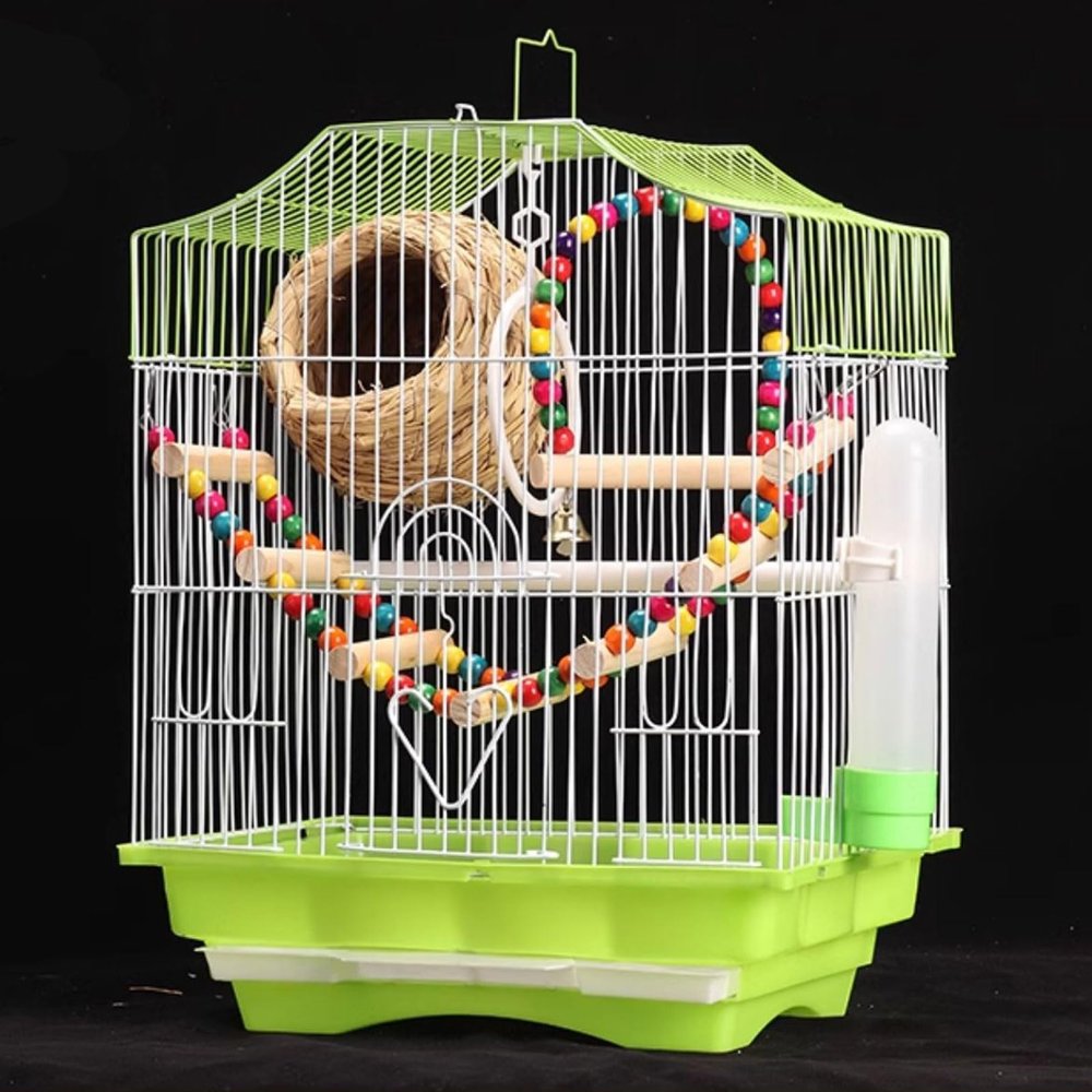 RTTZBOZ Metal Bird Cage for Small Birds, Parakeets and Conures (Green)