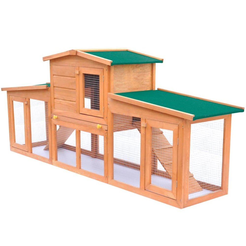 HOMIUSE Winterproof Outdoor Rabbit Hutch, 190 x 46 x 85 cm, Brown