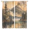 FYFMUSHE Retro-Style Blackout Curtains, Mountain Lake Watercolor Forest and Lake Design, Rod Pocket, 107 cm W x 115 cm L view 1