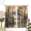 FYFMUSHE Retro-Style Blackout Curtains, Mountain Lake Watercolor Forest and Lake Design, Rod Pocket, 107 cm W x 115 cm L view 3