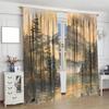 FYFMUSHE Retro-Style Blackout Curtains, Mountain Lake Watercolor Forest and Lake Design, Rod Pocket, 107 cm W x 115 cm L view 4