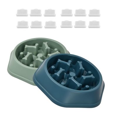 Amexo 2-Pack Slow Feeder Bowls for Dogs, Non-Slip Interactive Puzzle Bowls