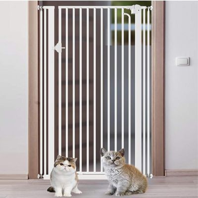 Extra-Tall Metal Pet Gate for Dogs and Cats, Indoor, Easy Installation, Adjustable Width, 99 x 104 cm, White