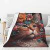 Flower Crown Cat Throw Blanket, 76.2 x 101.6 cm, Super-Soft Plush Flannel view 1