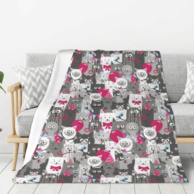Funny Cartoon Cat Throw Blanket, 40 x 50 in., Super-Soft Plush Flannel Blanket for Couch, Sofa, or Bed