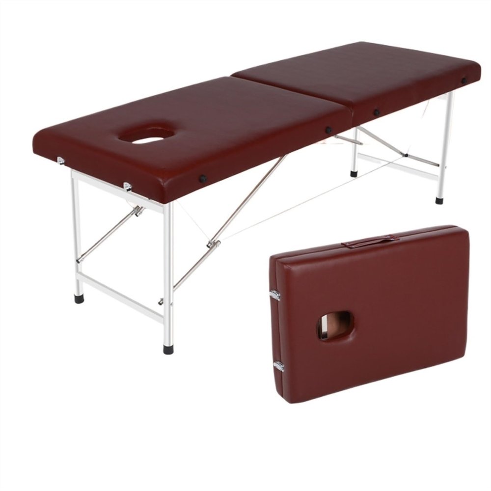 Massage Table 2, Foldable Portable Lash Bed, Fixed-Height PU Spa/Salon Bed for Foot Massage, Facials, Spa Treatments and Tattoos (B, 180 × 70 × 65 cm)