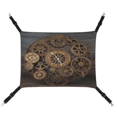 WYUSPGK Cozy Pet Hammock with Steampunk Gear Clock Print