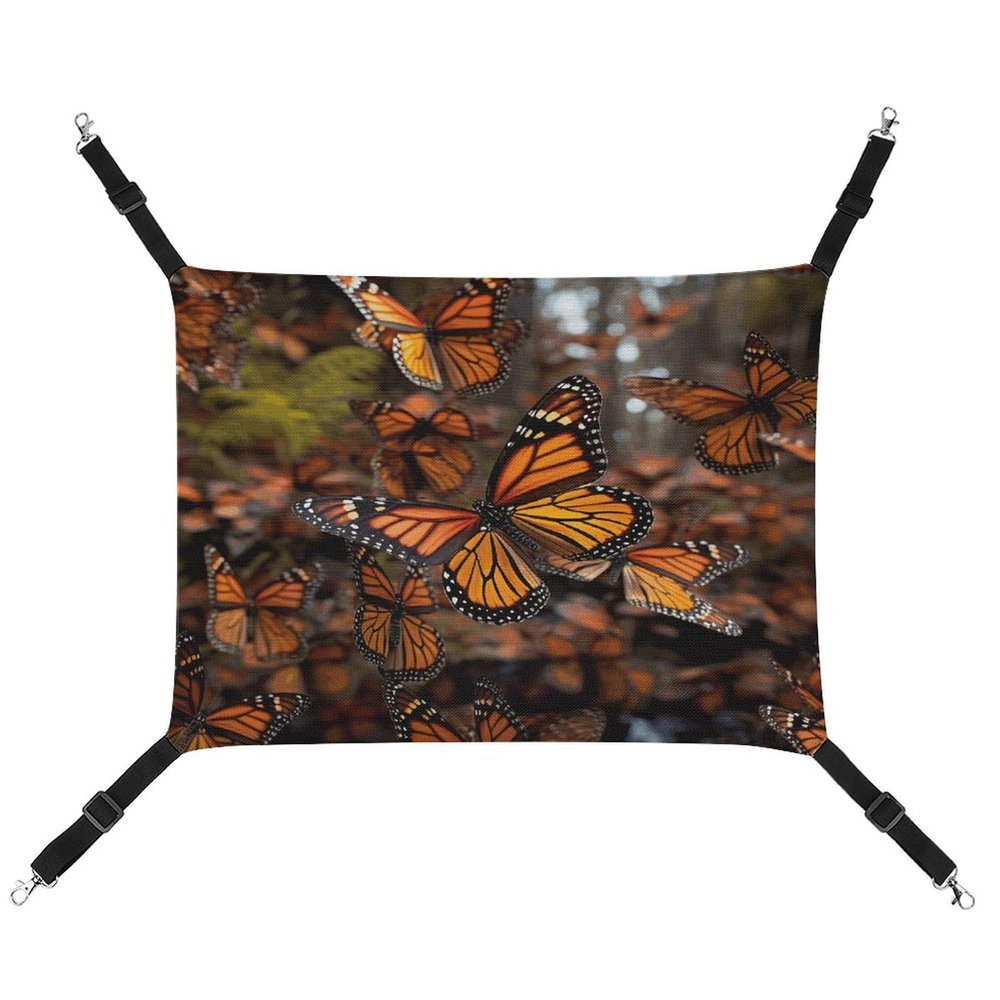 YKUDBN Portable Canvas Hammock with Monarch Butterfly Pattern for Small Pets