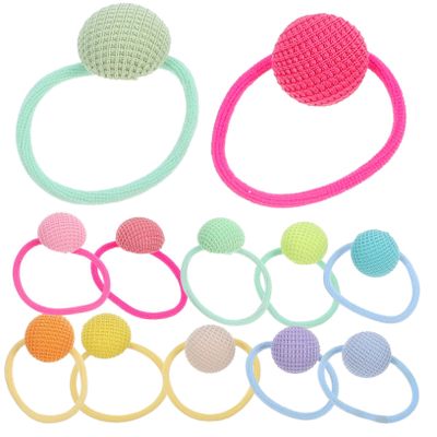 FRCOLOR Round Elastic Hair Ties for Women, Small Colorful Hair Ties with Round Ball, Nylon and Plastic, 12 Pieces for Thin Hair, Parties and Everyday Use, Random Color
