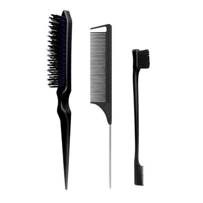 MIUYTRN 3-Piece Hair Brush and Comb Set, Black