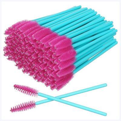 Makeup Brush Set, 1,000-Piece Assorted-Color Eyelash Brushes, Nylon Mascara Wands, Gold Handles (14)