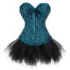 GMDNS Women's Dark Green Overbust Corset with Mini Tutu Skirt, Size L view 1