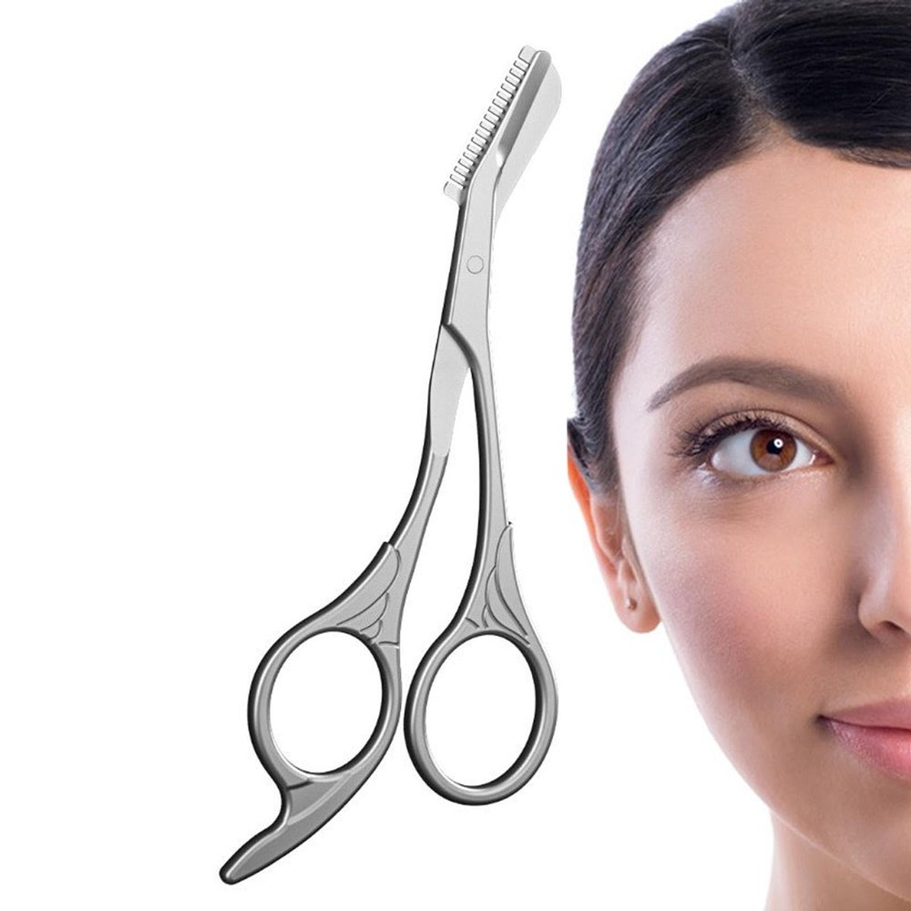 Stainless Steel Eyebrow Scissors with Comb