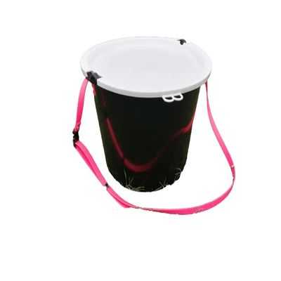RH-Pail 20 L Cold-Blood Horse Feed Bucket with Lid and BioThane Strap, Food-Safe, Made in Germany (Neon Orange Strap)