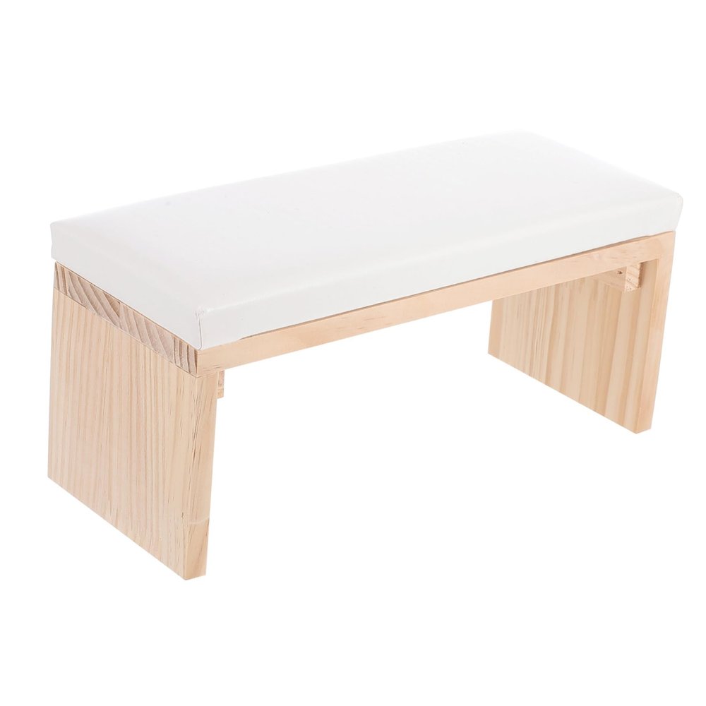 Healeved Nail Art Hand Pillow, Wooden, 30 x 13 cm, White, with Armrest and UV Lamp Holder