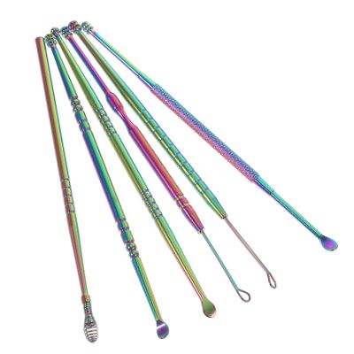 Healvian 6-Piece Stainless Steel Ear Cleaning Set with Spiral and Spoon Designs