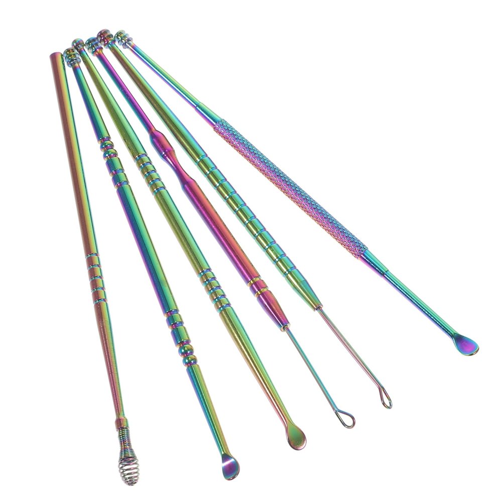 Healvian 6-Piece Stainless Steel Ear Cleaning Set with Spiral and Spoon Designs