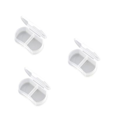 Beaupretty 3-Pack 2-Compartment Travel Pill Boxes, Mini Portable Medication Cases, White