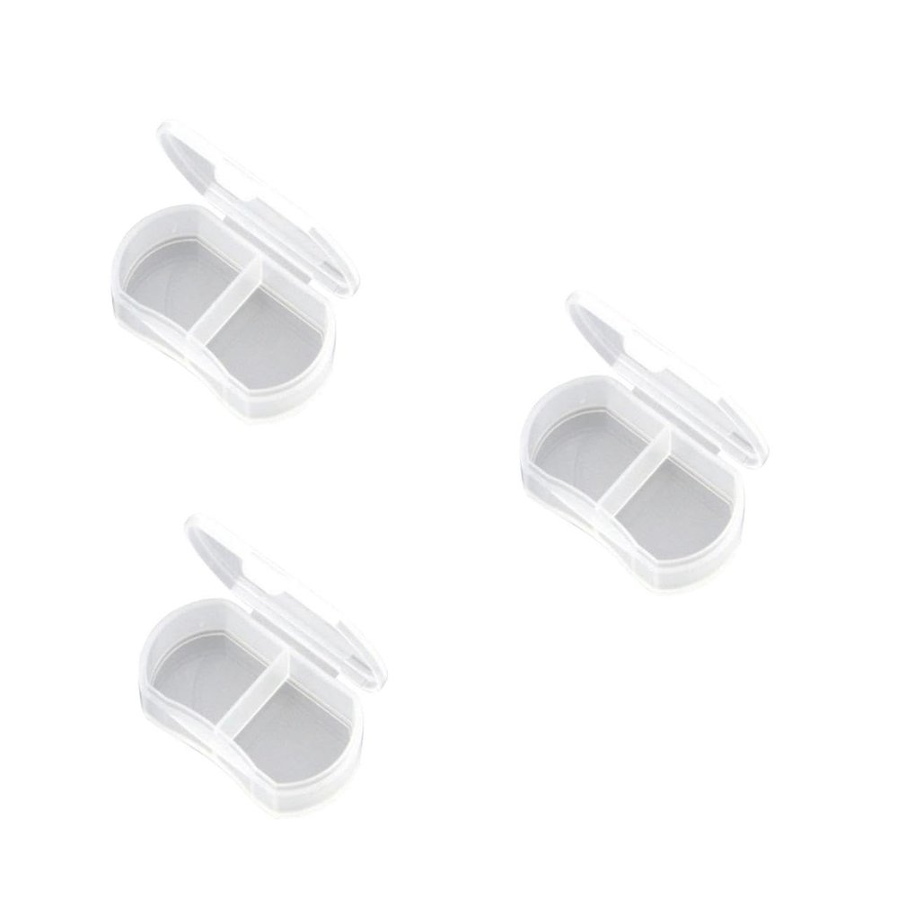 Beaupretty 3-Pack 2-Compartment Travel Pill Boxes, Mini Portable Medication Cases, White
