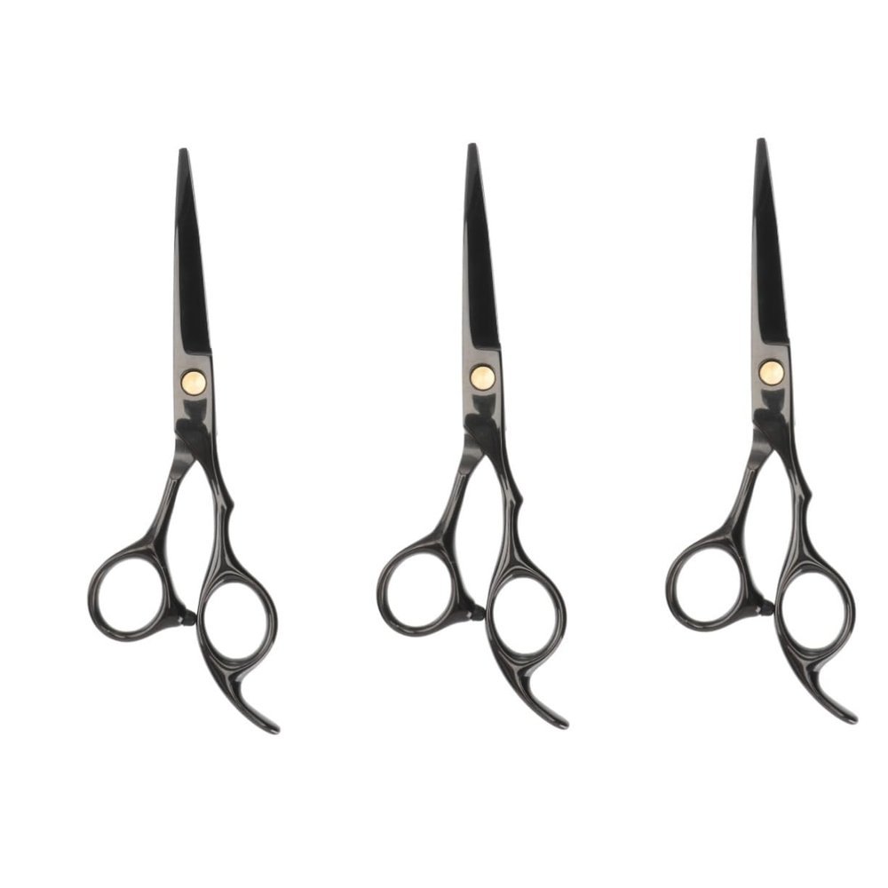 FRCOLOR 3-Piece Professional Hair Cutting Scissors, Black Stainless Steel Barber Shears