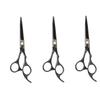 FRCOLOR 3-Piece Professional Hair Cutting Scissors, Black Stainless Steel Barber Shears view 1