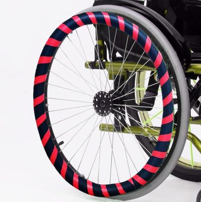 Non-Slip Silicone Wheelchair Push-Rim Covers for Sports Wheelchairs, Wear-Resistant, Red