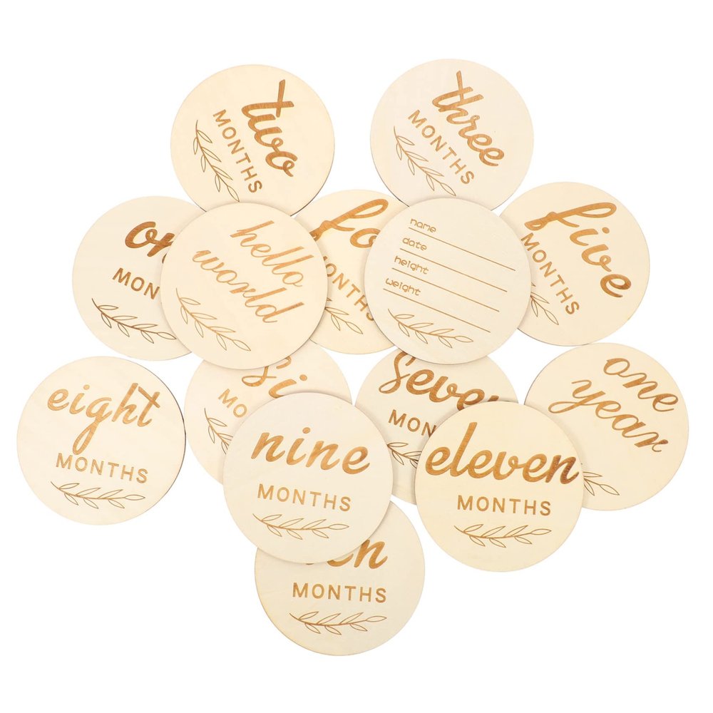 MOLUCKFU 14-Piece Wooden Milestone Discs for Baby Photos