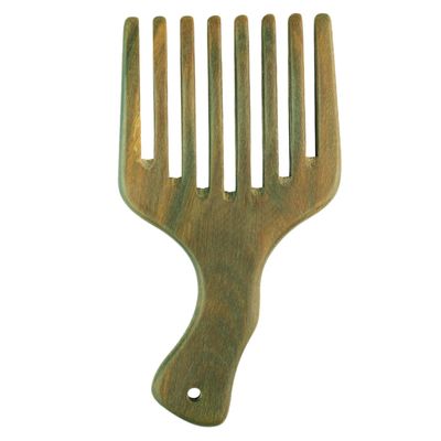Baluue Antistatic Green Sandalwood Hair Comb with Curved Design