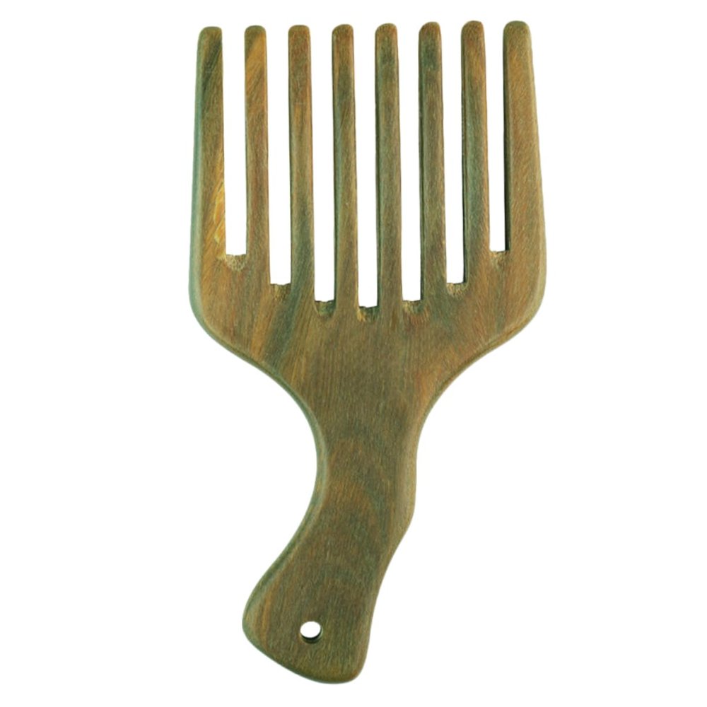 Baluue Antistatic Green Sandalwood Hair Comb with Curved Design