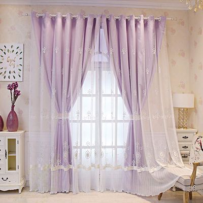 Blackout Curtains for Kids' Rooms, Thermal Insulated, Lined, with White Sheer Tulle Overlay, Double-Layer, Pink, 1 Panel