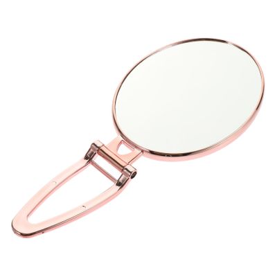 Double-Sided Foldable Oval Metal Handheld Makeup Mirror, Gold