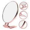 Double-Sided Foldable Oval Metal Handheld Makeup Mirror, Gold view 3