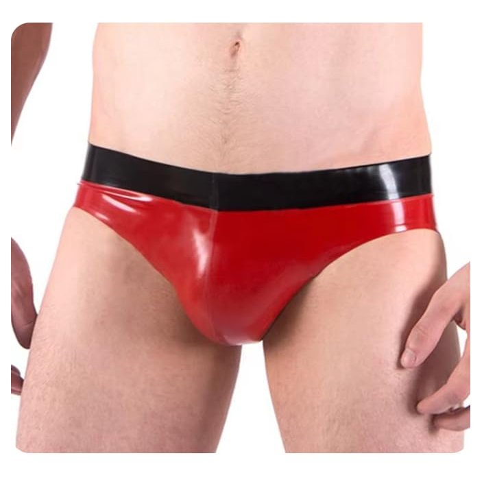 YGZHANYUANOKU Latex Briefs, Black/Red Trim, Handmade, Customizable, 5XL
