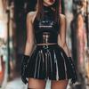 GREEFEI Women's Black Latex Pleated Skirt, Natural Rubber, High-Waisted, Handmade, Small view 2