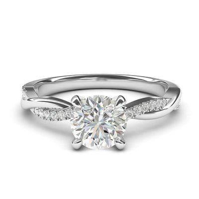 QTYQWC Sterling Silver 4-Prong Petite Twisted Vine Engagement Ring with 1.0-Carat Simulated Diamond or Moissanite for the Bride