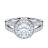 QTYQWC 1-Carat Genuine Moissanite or Artificial Diamond Sterling Silver Split-Shank Halo Engagement Ring for Women view 1