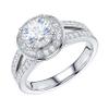 QTYQWC 1-Carat Genuine Moissanite or Artificial Diamond Sterling Silver Split-Shank Halo Engagement Ring for Women view 2