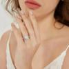 QTYQWC 1-Carat Genuine Moissanite or Lab-Created Diamond Sterling Silver Split-Shank Halo Engagement Ring for Women view 2
