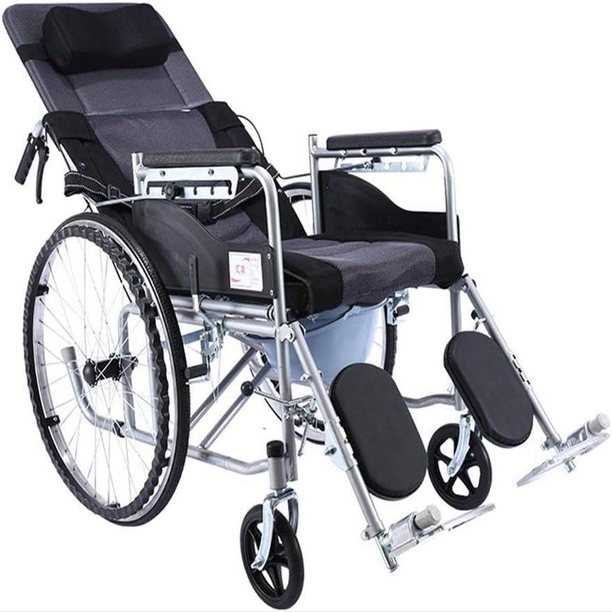 PNAJFUEL Lightweight Folding Wheelchair with 6-Position Adjustable Backrest