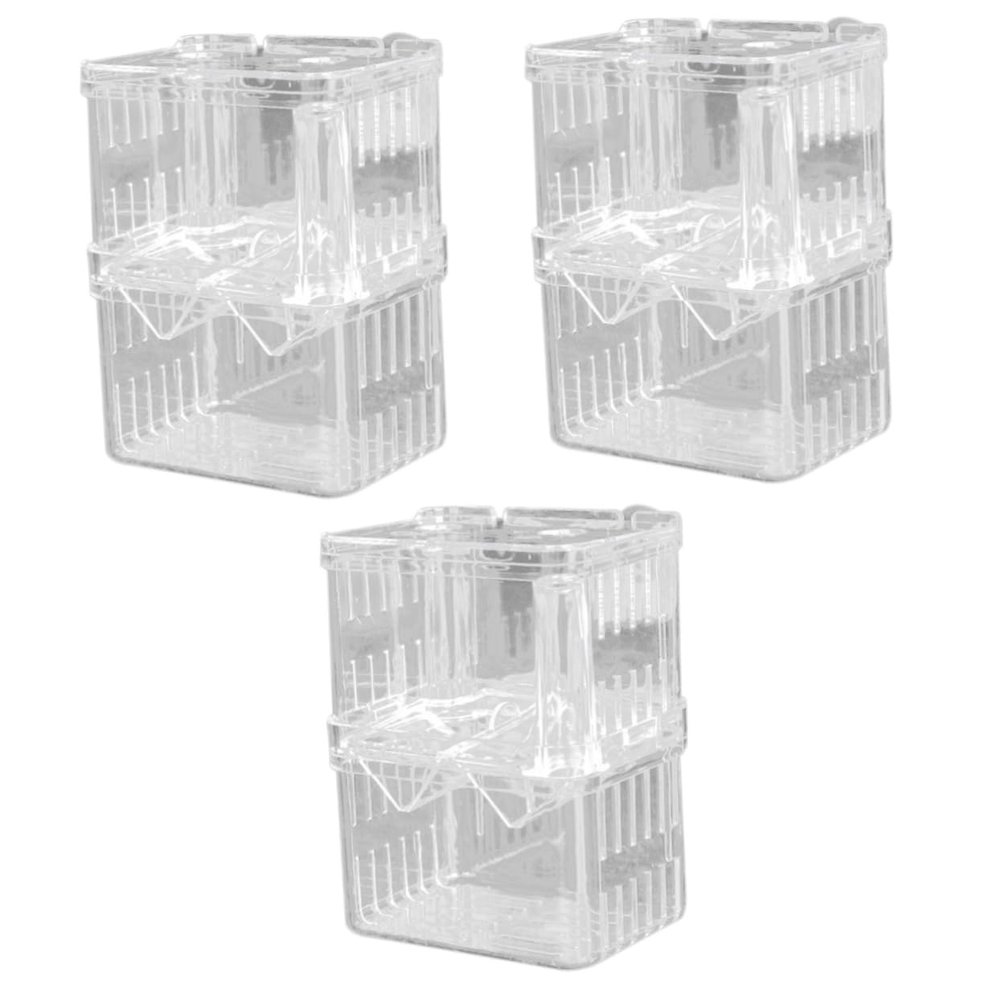 BUGUUYO 3-Piece Transparent Fish Breeding Box with Suction Cups